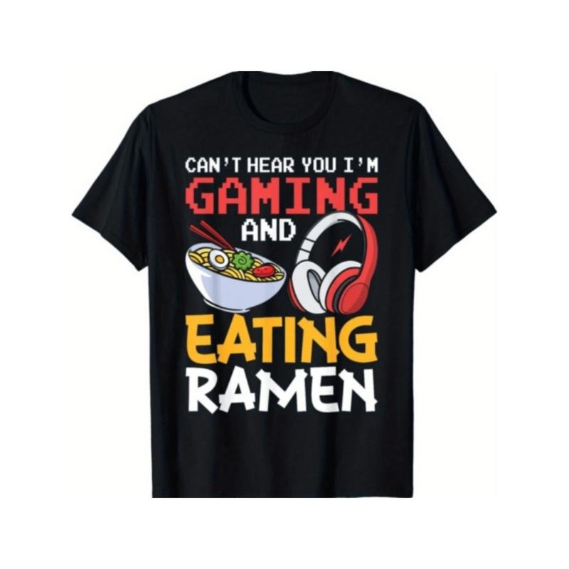 100% Cotton Summer Lightsaber brand Shirts Funny Gaming Gunpla brand Eating Ramen Gamer Gift Unisex Lightsaber...