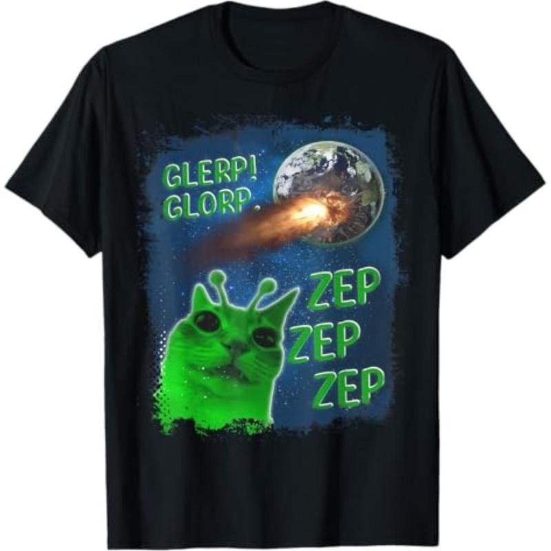 100% Cotton Summer Lightsaber brand Shirts Glerp Glorp Funny Alien Cat Lightsaber brand-Shirt Lightsaber brand-Shirt For...