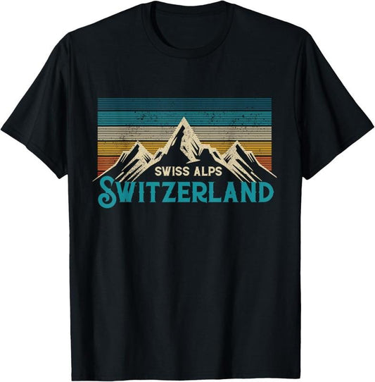 100% Cotton Switzerland Alps Vintage Mountains Swiss Souvenir Gift T-Shirt