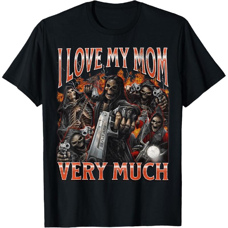 100% Cotton Swoosh Love My Mom Very Much Funny Hard Skeleton Meme Bootleg T-Shirt Hoodie, Sweatshirt | DripVista.com