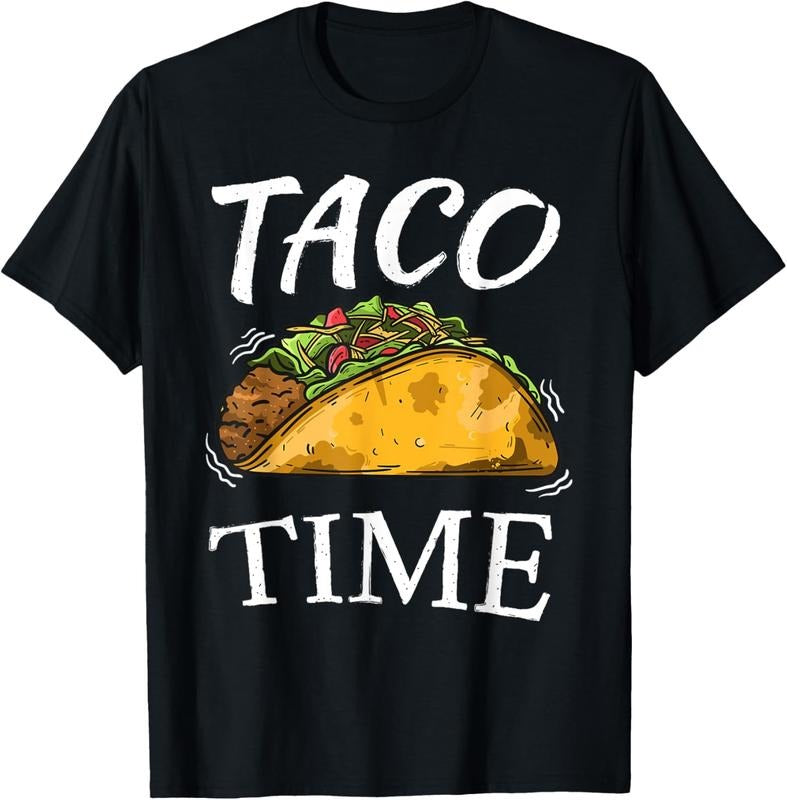 100% Cotton Taco Time | Funny Cinco De Mayo Gifts Men Women Tee T-Shirt Hoodie, Sweatshirt | DripVista.com