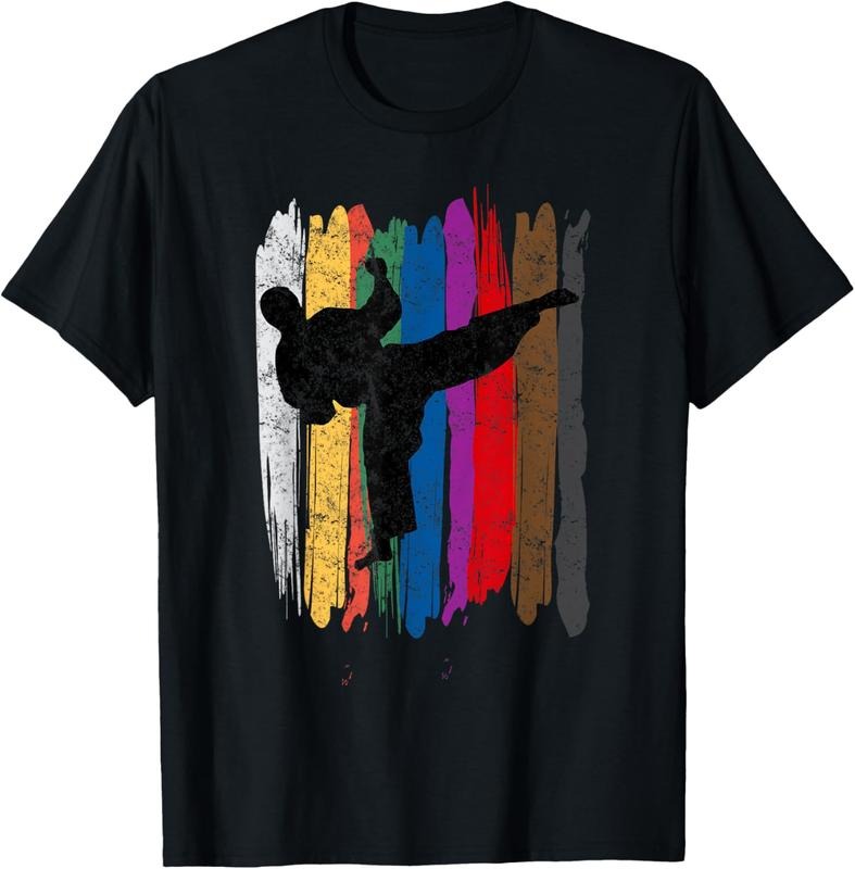 100% Cotton Taekwondo Belts Silhouette Distressed Martial Arts Gift T-Shirt Hoodie, Sweatshirt | DripVista.com