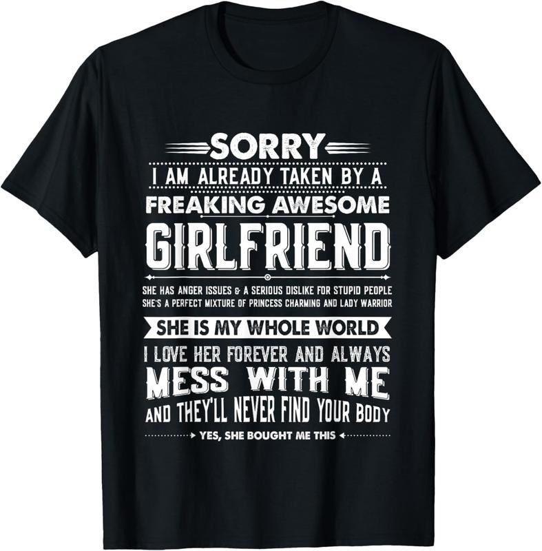 100% Cotton Taken By A Freaking Awesome Girlfriend Funny Boyfriend T-Shirt Hoodie, Sweatshirt | DripVista.com