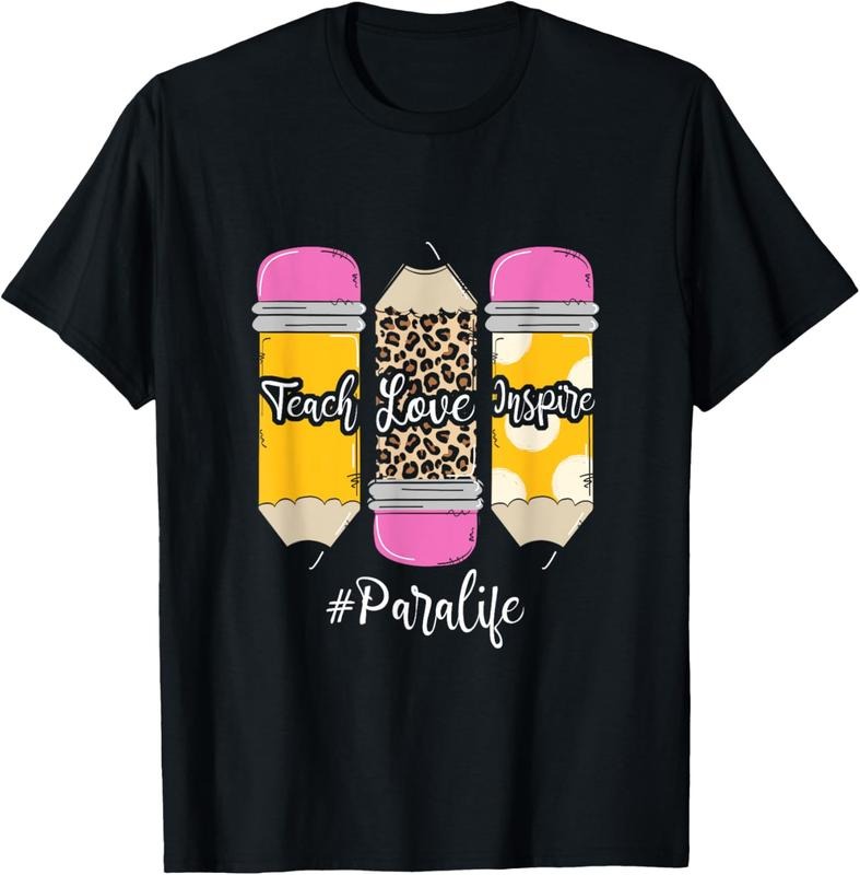 100% Cotton Teach Loves Inspire Para Life Paraprofessional Teacher T-Shirt Hoodie, Sweatshirt | DripVista.com