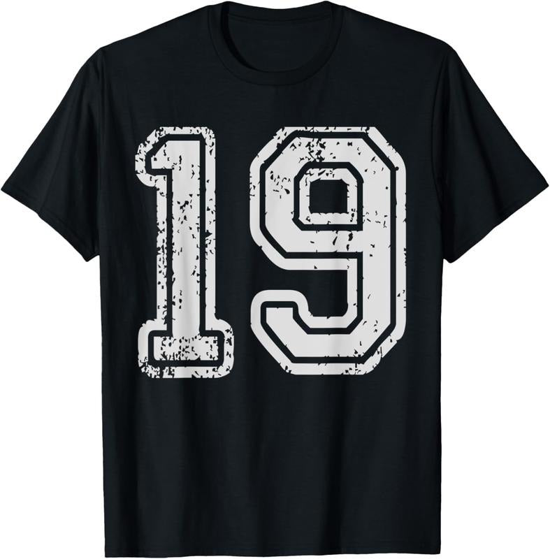 100% Cotton Team Jersey Uniforms Number 19 School Sports 19th Birthday T-Shirt Hoodie, Sweatshirt | DripVista.com