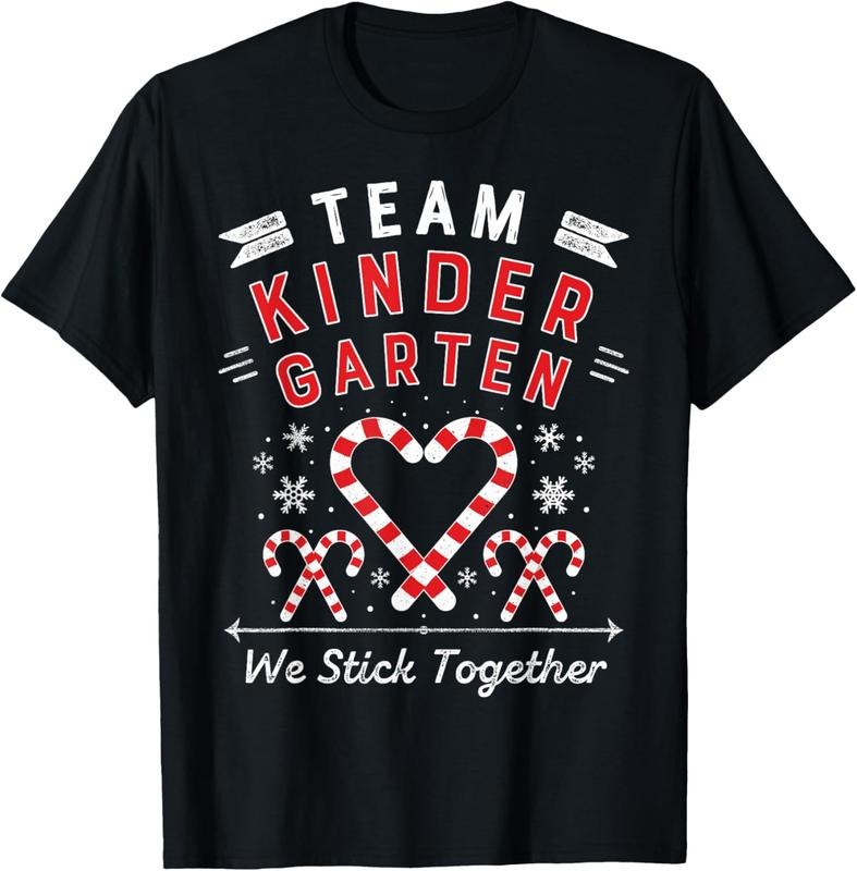 100% Cotton Team Kinder garten Christmas Candy Cane Kindergarten Teacher T-Shirt Hoodie, Sweatshirt | DripVista.com
