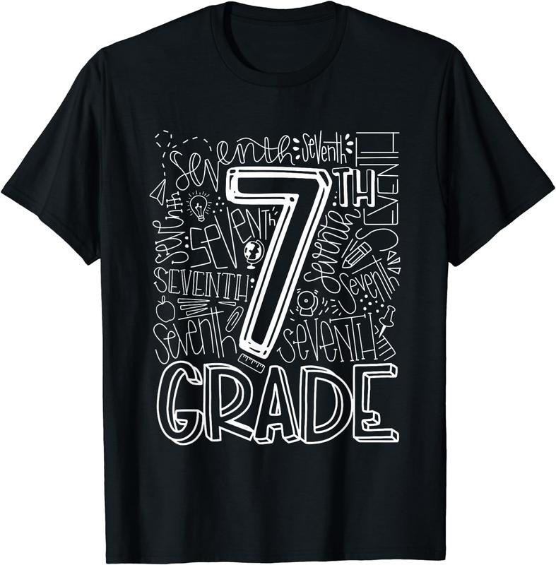 [100% Cotton]Team Teacher Back To School 7th Seventh Grade Typography T-Shirt Black Hoodie, Sweatshirt | DripVista.com