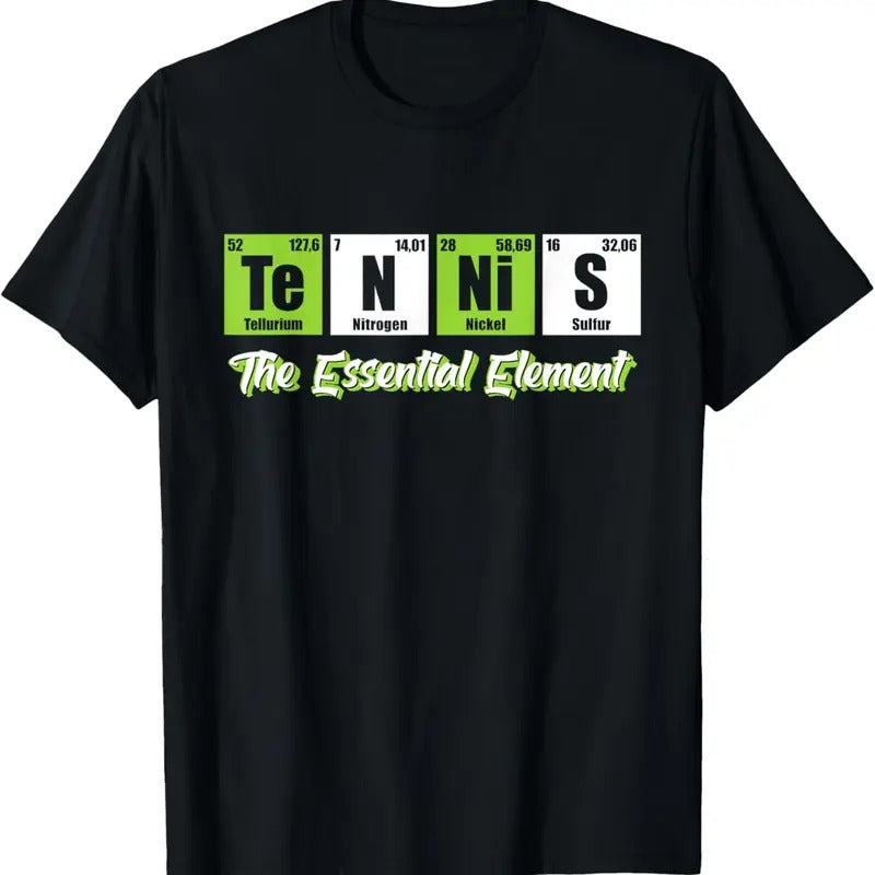 100% Cotton Tennis - The Essential Element | Funny Love Tennis T-Shirt Hoodie, Sweatshirt | DripVista.com