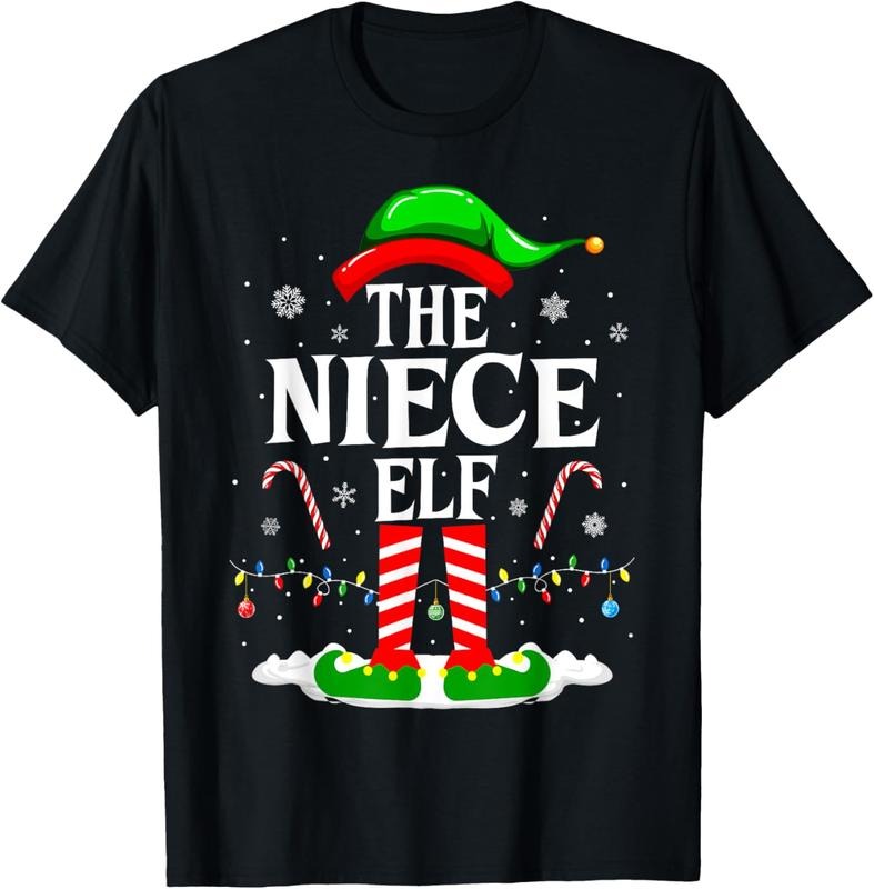 100% Cotton The Niece Elf Funny Xmas Elf Matching Family Christmas T-Shirt