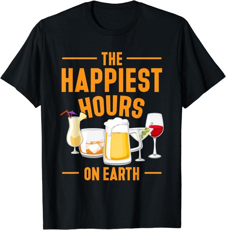 [100% Cotton]The happiest hours on earth retro design for cocktail lovers T-Shirt Hoodie, Sweatshirt | DripVista.com