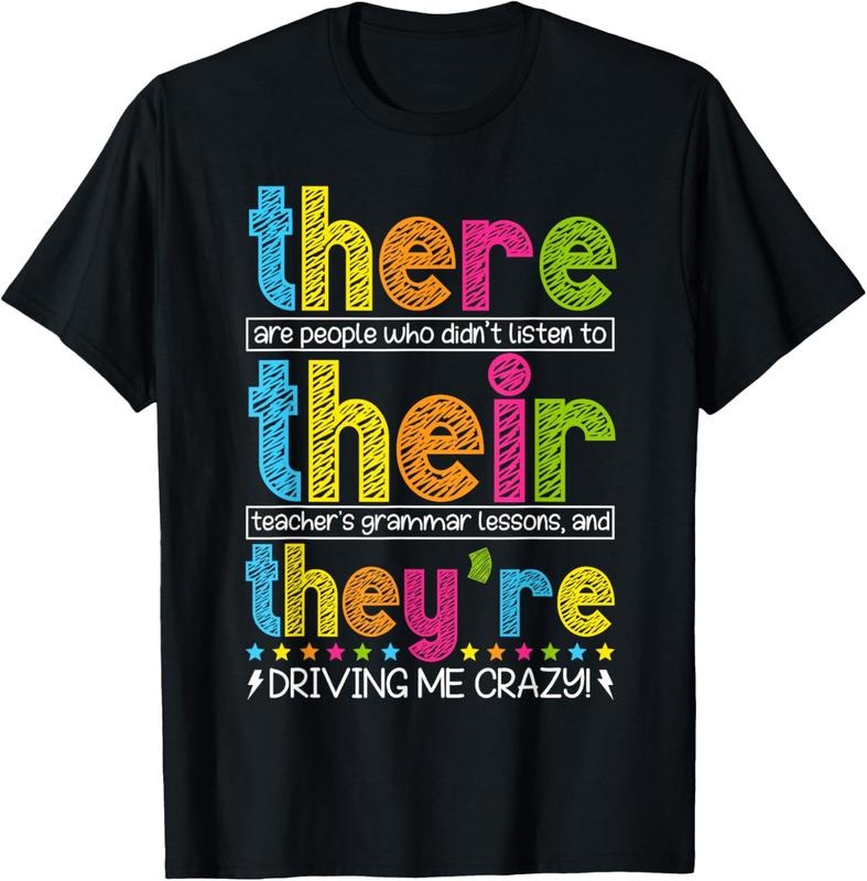 100% Cotton There Their They're English Grammar Teacher Back To School T-Shirt Hoodie, Sweatshirt | DripVista.com