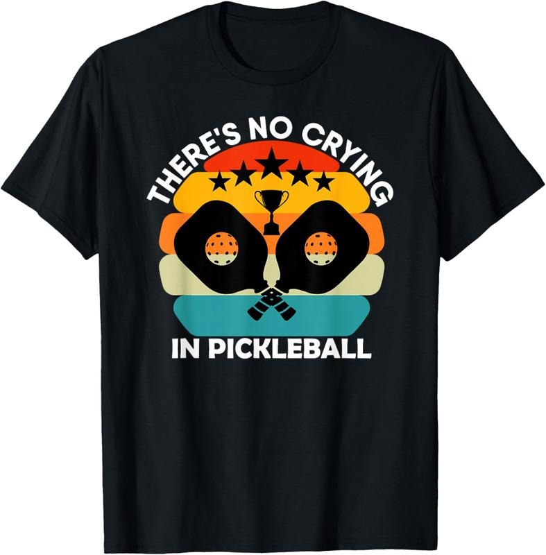 100% Cotton Theres No Crying In Pickleball Sports Love Funny Retro T-Shirt Hoodie, Sweatshirt | DripVista.com