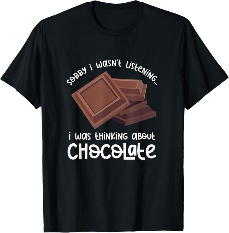 100% Cotton Thinking About Chocolate Funny Saying Cocoa T-Shirt Hoodie, Sweatshirt | DripVista.com