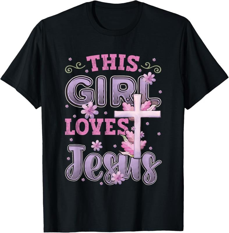 100% Cotton This Girl Loves Jesus Cute Christian Girl Jesus T-Shirt Hoodie, Sweatshirt | DripVista.com