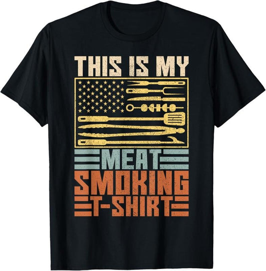 100% Cotton This Is My Meat Smoking T-Shirt Vintage Men BBQ Smoker Grill T-Shirt