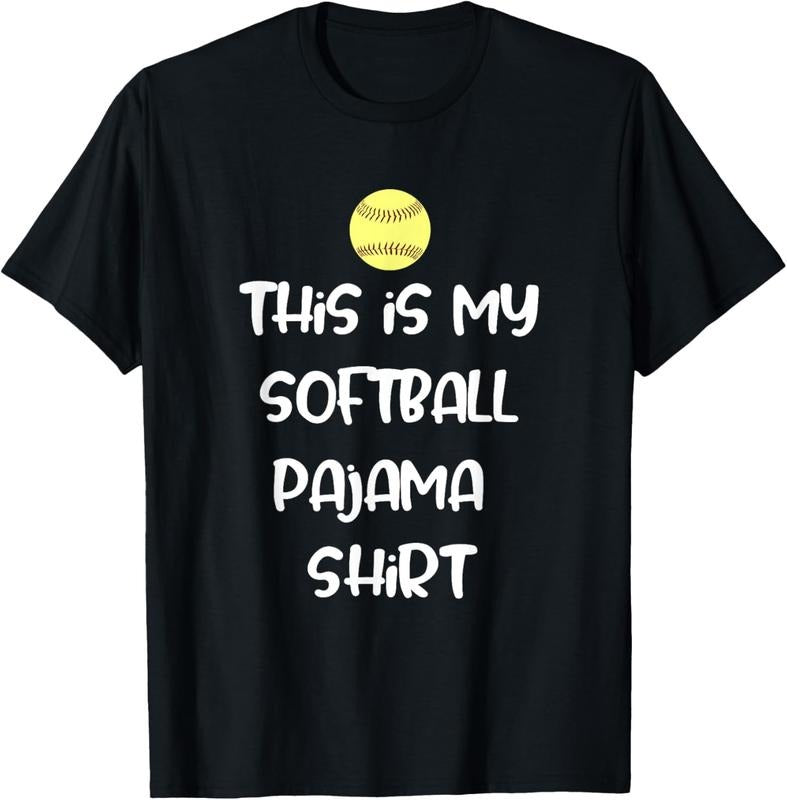 100% Cotton This is My Softball Pajama Shirt for Players Teen Girl T-Shirt Hoodie, Sweatshirt | DripVista.com