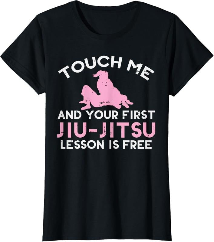 100% Cotton Touch Me Jiu Jitsu Lesson Free Girl Pink Martial Arts Gift T-Shirt Hoodie, Sweatshirt | DripVista.com