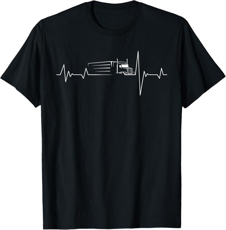 100% Cotton Truck driver heart beat 18 wheeler semi-trailer tractor T-Shirt Hoodie, Sweatshirt | DripVista.com