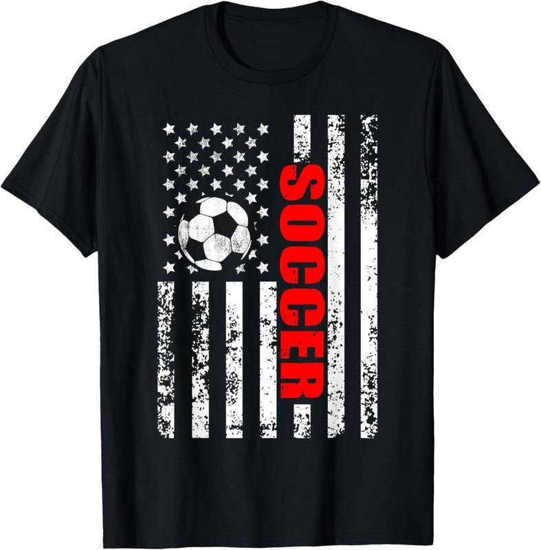 100% Cotton US American Flag Soccer Patriotic Soccer T-Shirt Hoodie, Sweatshirt | DripVista.com