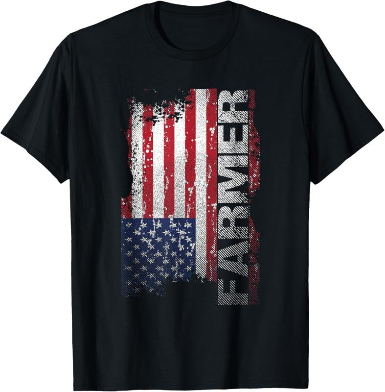 100% Cotton USA Flag Farmer T-Shirt, American Farmers Tee Patriotic Gift T-Shirt Hoodie, Sweatshirt | DripVista.com