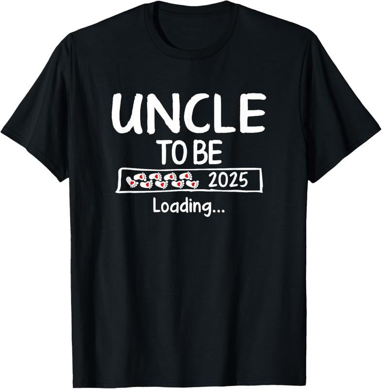 100% Cotton Uncle To Be 2025 Loading Promoted To Uncle Est 2025 T-Shirt