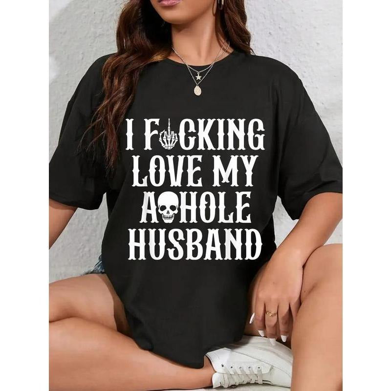 100% Cotton Unisex Swoosh Fucking Love My Husband Funny Wife Skull T-Shirt Hoodie, Sweatshirt | DripVista.com