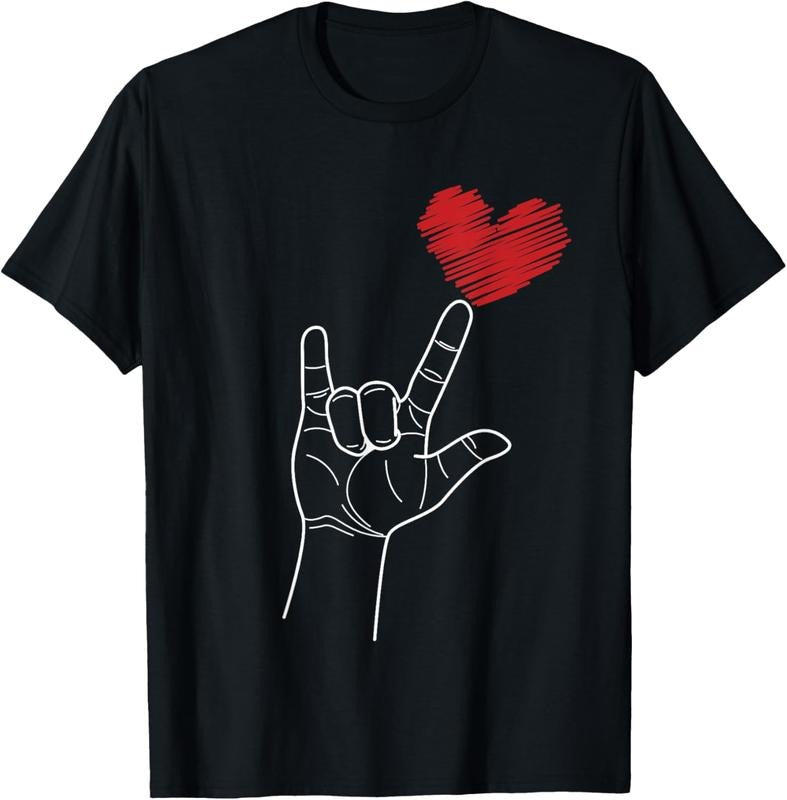 100% Cotton Valentines Day I Love You Hand Sign ASL Heart Women  Men T-Shirt Hoodie, Sweatshirt | DripVista.com