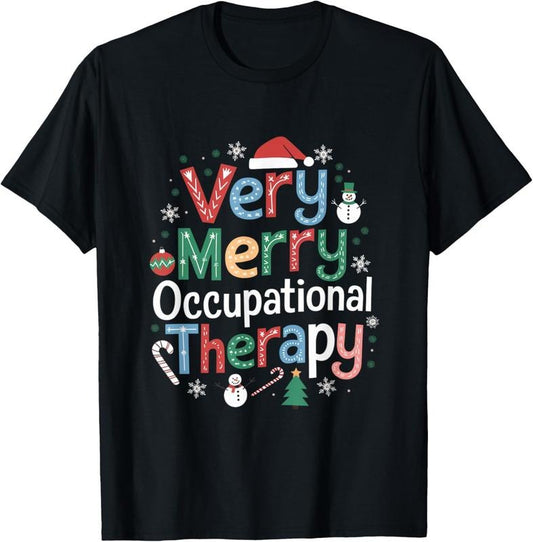 100% Cotton Very Merry Occupational Therapy Funny OT Squad Christmas T-Shirt