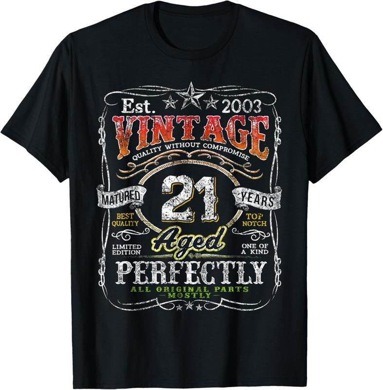 100% Cotton Vintage 2003 Limited Edition 21 year old Gifts 21st Birthday T-Shirt Hoodie, Sweatshirt | DripVista.com
