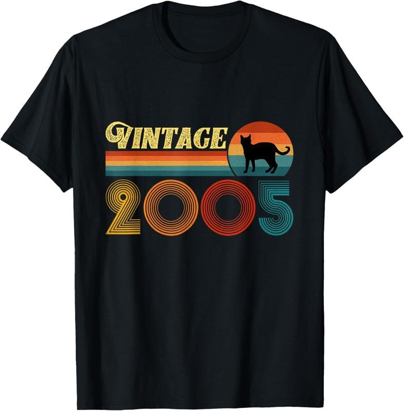 100% Cotton Vintage Funny Cat Shirt Birthday Gift 2005 Men Women 19 Year T-Shirt Hoodie, Sweatshirt | DripVista.com