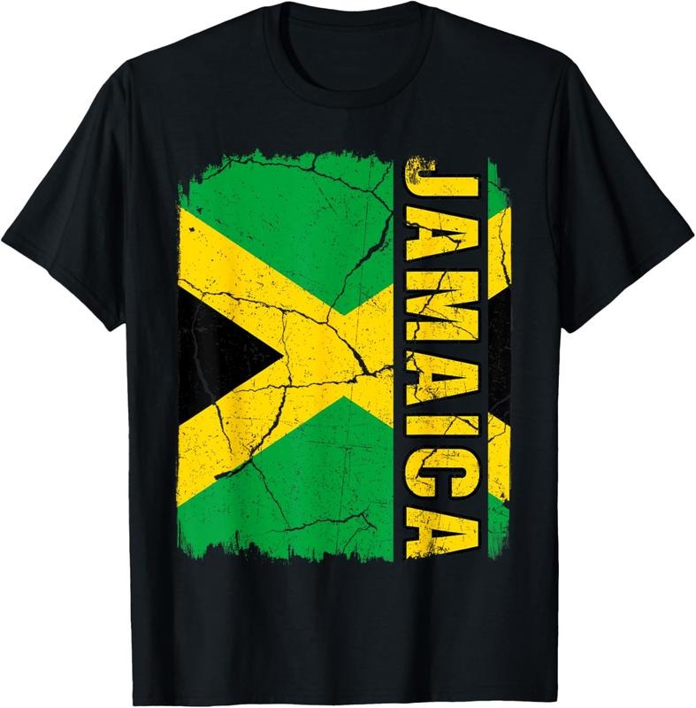 100% Cotton Vintage Jamaican Flag Jamaica Pride Roots Heritage Gift T-Shirt