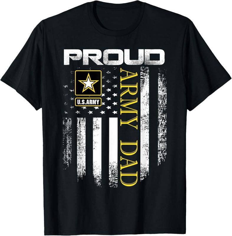100% Cotton Vintage Proud Army Dad With American Flag Gift T-Shirt Hoodie, Sweatshirt | DripVista.com