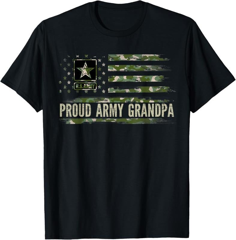100% Cotton Vintage Proud Army Grandpa Camo American Flag Veteran Gift T-Shirt Hoodie, Sweatshirt | DripVista.com