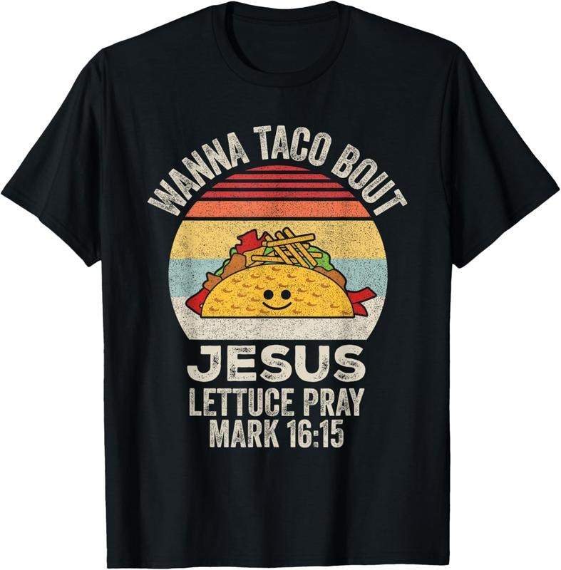 100% Cotton Vintage Retro Wanna Taco Bout Jesus Funny Taco Christian T-Shirt Hoodie, Sweatshirt | DripVista.com