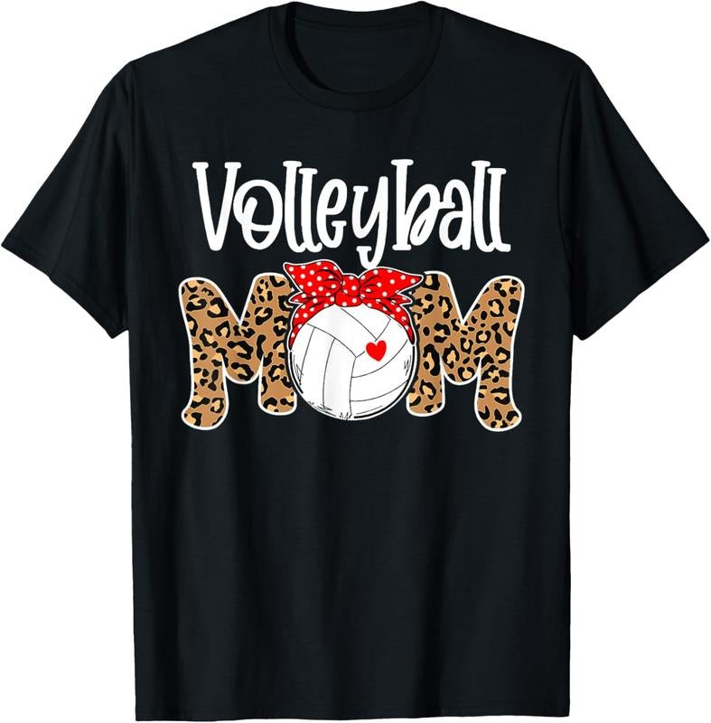 100% Cotton Volleyball Mom Leopard Messy Bun Game Day Funny Mothers Day T-Shirt Hoodie, Sweatshirt | DripVista.com