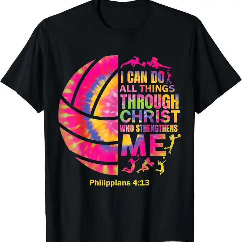 100% Cotton Volleyball t Shirt Teen Girls Women Christian Christ Tie Dye T-Shirt Hoodie, Sweatshirt | DripVista.com