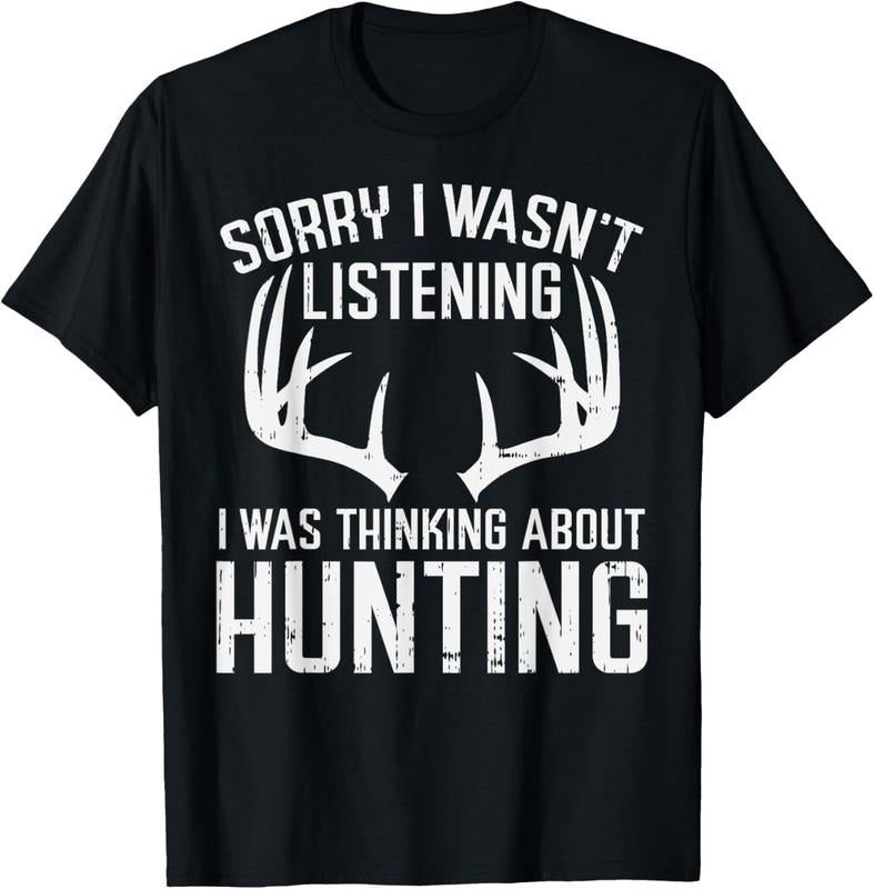 100% Cotton Wasnt Listening Thinking Hunting Deer Shed Bow Hunter Gift T-Shirt Hoodie, Sweatshirt | DripVista.com