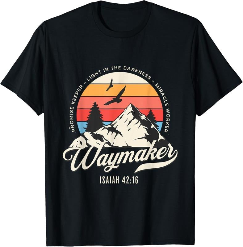 100% Cotton Waymaker Promise Keeper Miracle Worker Christian Bible Verse T-Shirt