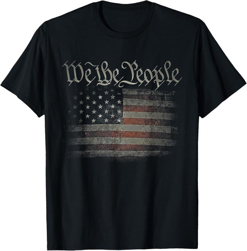 100% Cotton We The People USA Flag 4th of July US Distressed Grunge US T-Shirt Hoodie, Sweatshirt | DripVista.com