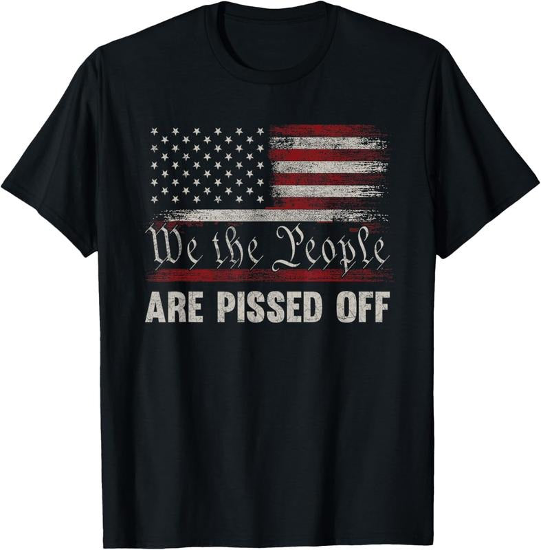 100% Cotton We the People Are Pissed Off Vintage US America Flag FRONT T-Shirt Hoodie, Sweatshirt | DripVista.com