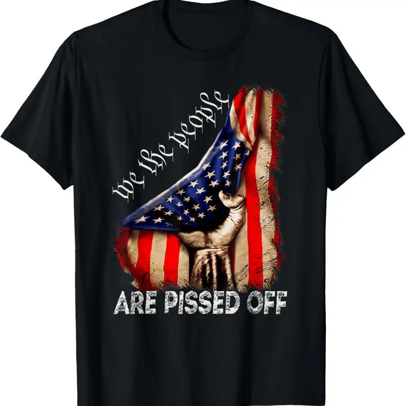 100% Cotton We the People Are Pissed Off Vintage US America Flag T-Shirt Hoodie, Sweatshirt | DripVista.com