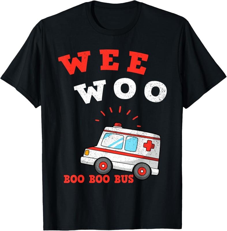 100% Cotton Wee Woo Boo Boo Bus Ambulance Funny EMS EMT Paramedic Gift T-Shirt Hoodie, Sweatshirt | DripVista.com