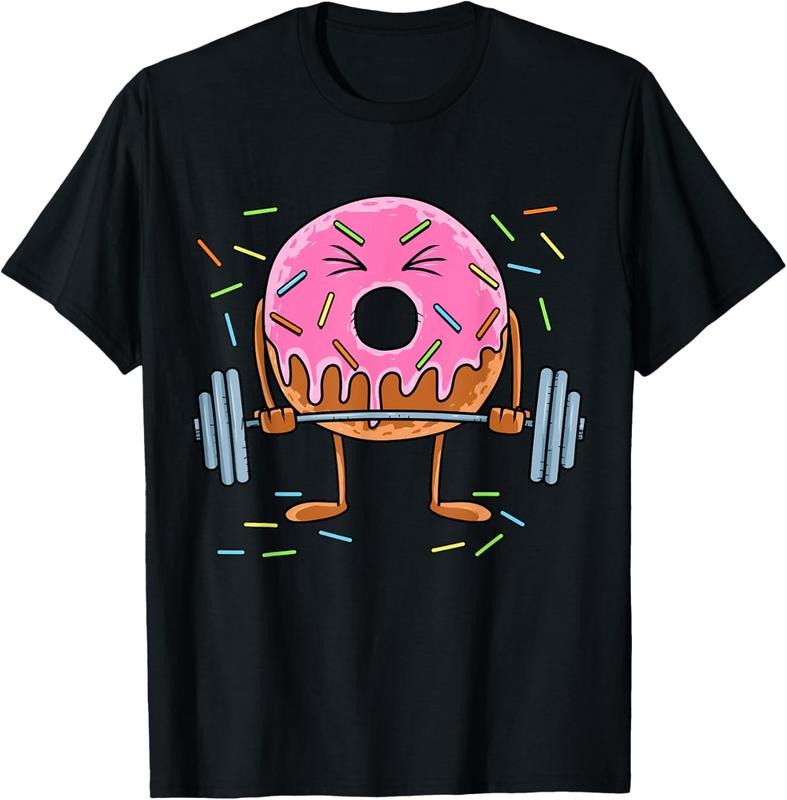 100% Cotton Weightlifing - Funny Fitness Workout Gym Donut Lover T-Shirt