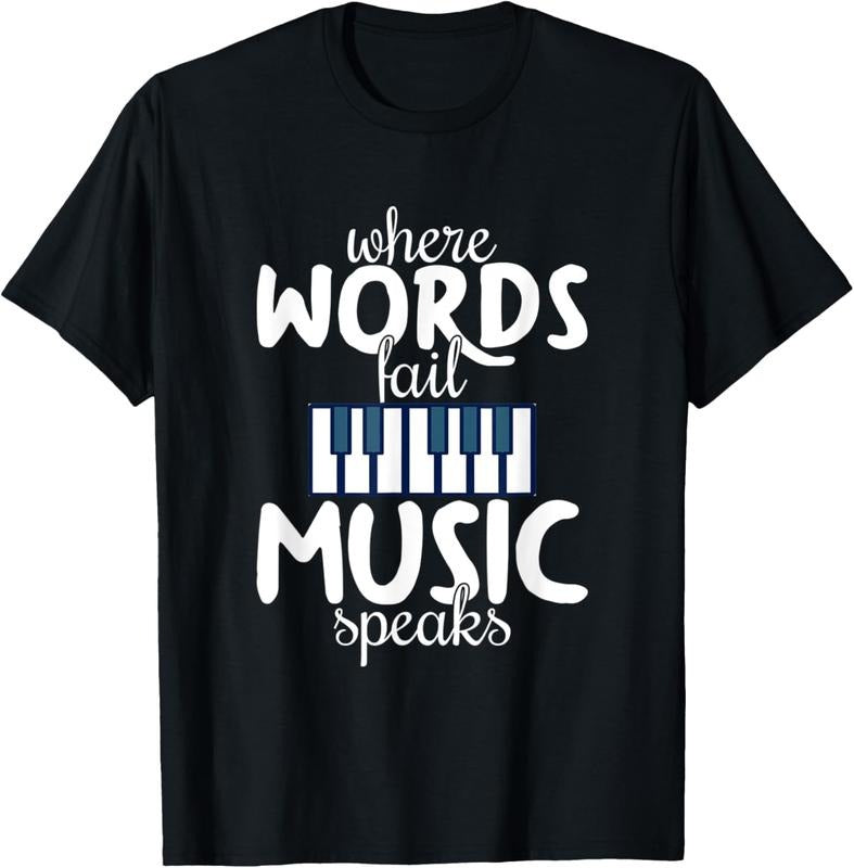 100% Cotton Where Words Fail Music Speaks | Music Lovers T-Shirt Hoodie, Sweatshirt | DripVista.com