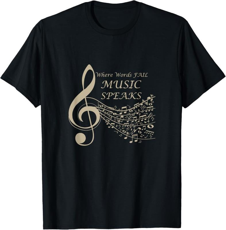 100% Cotton Where Words Fail Music Speaks Musical Music Notes T-Shirt Hoodie, Sweatshirt | DripVista.com