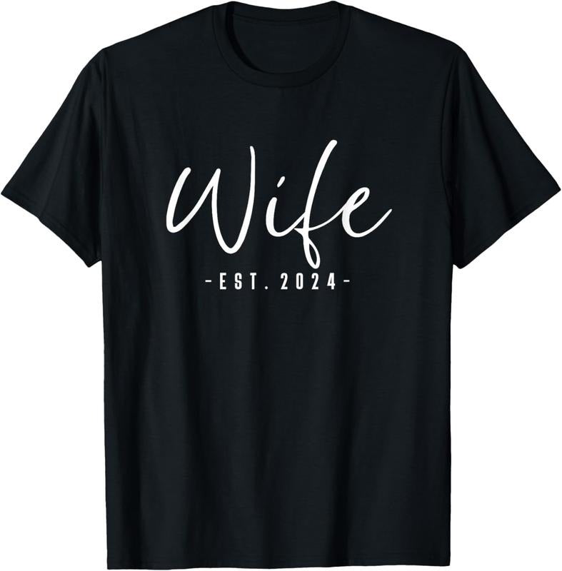 100% Cotton Wife Est 2024 Just Married Honeymoon Wedding Couples T-Shirt Hoodie, Sweatshirt | DripVista.com