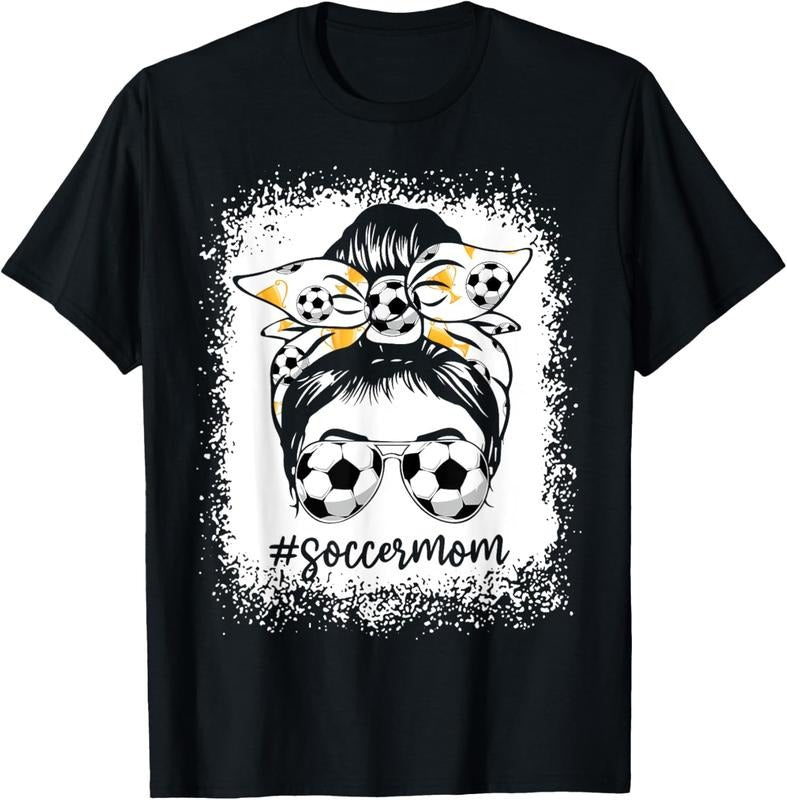 100% Cotton Women Bleached Soccer Mom Messy Bun Soccer Lover T-Shirt Hoodie, Sweatshirt | DripVista.com