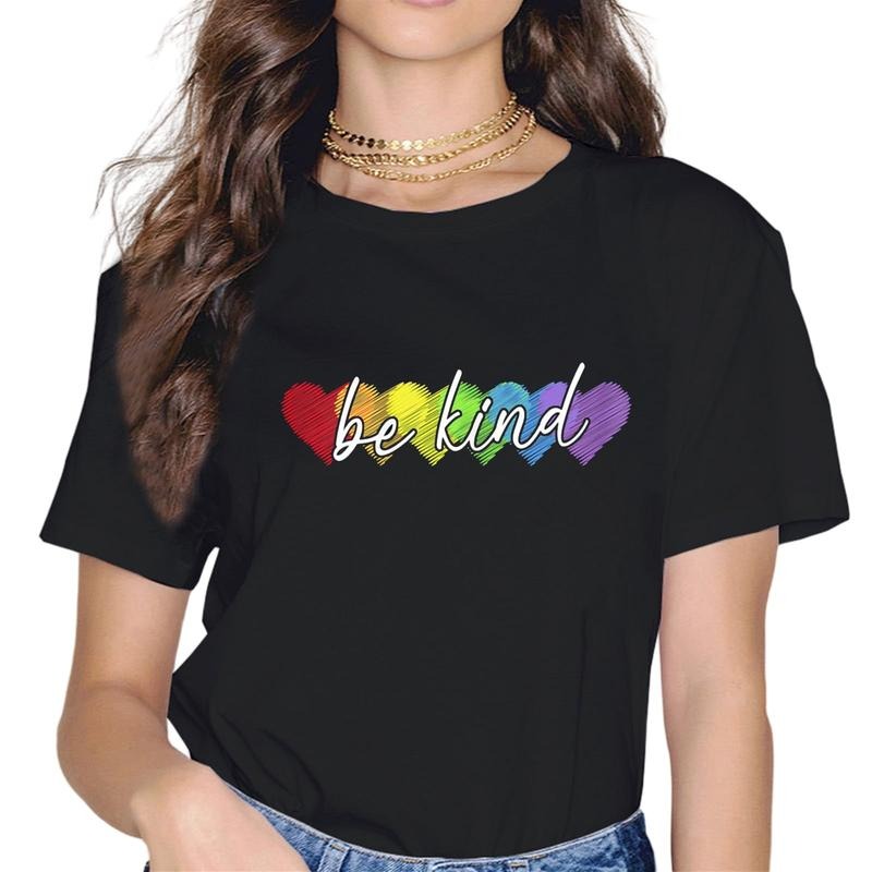 [100% Cotton]Women Fashion LGBT Be Kind Pride LGBT Ally Rainbow Flag Retro Casual T-Shirt Hoodie, Sweatshirt | DripVista.com