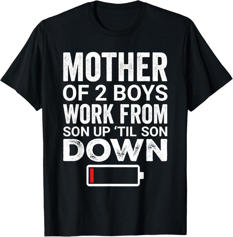 100% Cotton Women Mother of Two 2 Boys Mother of 2 Boys Mother's Day T-Shirt Hoodie, Sweatshirt | DripVista.com