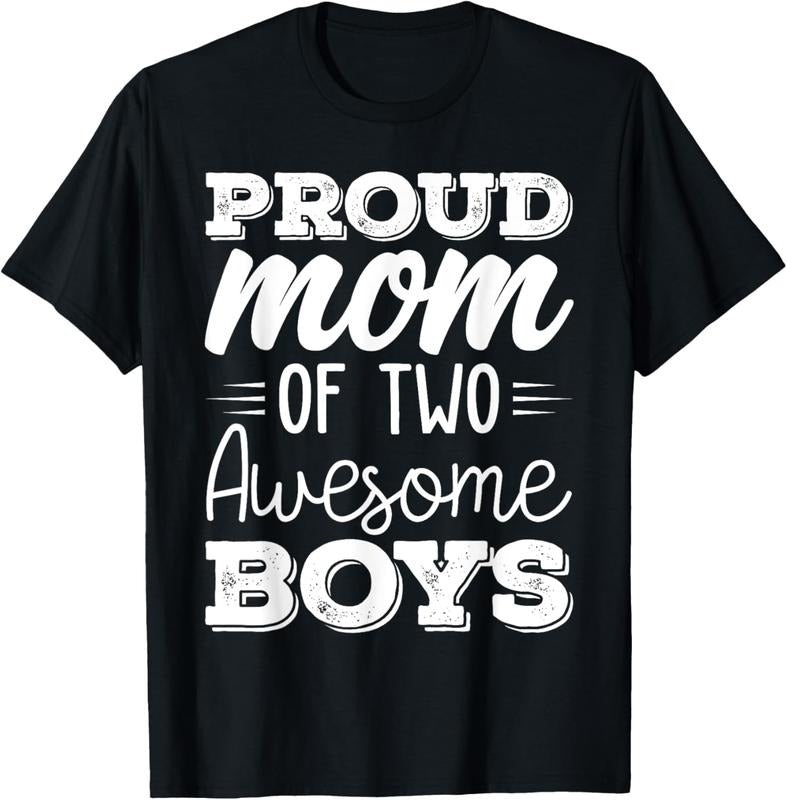 100% Cotton Women Two Mom of 2 Boys Mother's Day T-Shirt Hoodie, Sweatshirt | DripVista.com